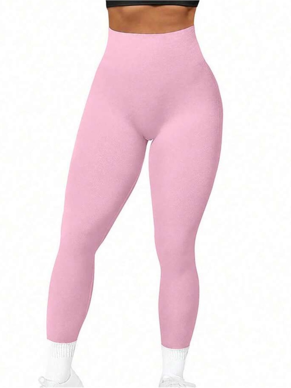 High-Waist Pink Seamless Leggings - Women